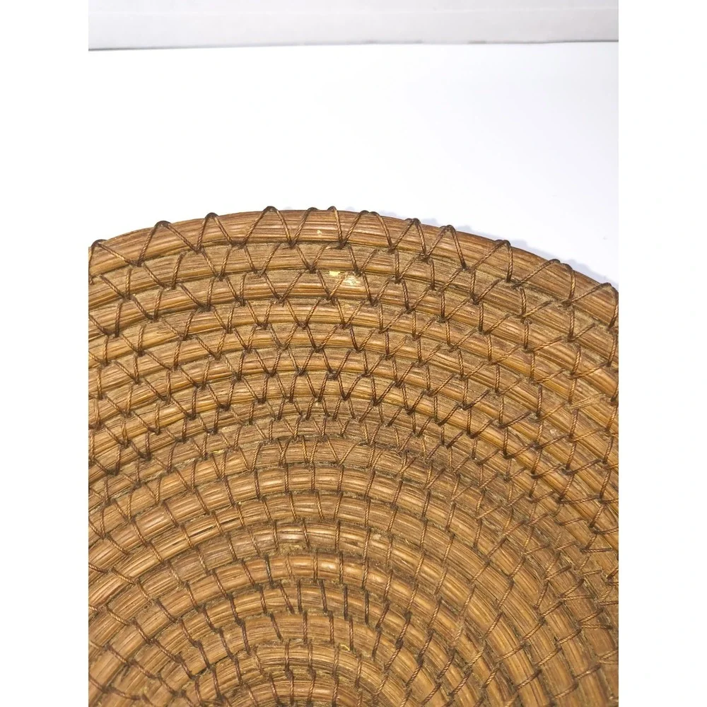 Coiled Handmade Woven Bowl Basket Plate Table Or‎ Wall Decor Pine Needle Straw